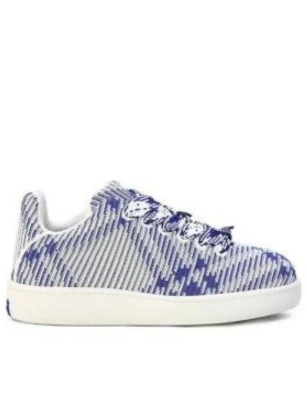 Box Check Print Leather Low Top Sneakers Royal Blue - BURBERRY - BALAAN 2