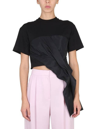 Women's Hybrid Drape Short Sleeve T-Shirt Black - ALEXANDER MCQUEEN - BALAAN 2