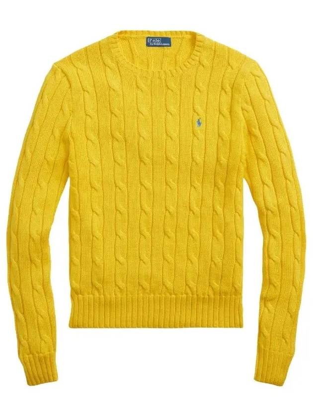 Embroidered Logo Pony Cable Knit Top Yellow - POLO RALPH LAUREN - BALAAN 3