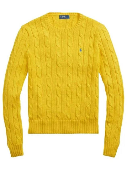 Embroidered Logo Pony Cable Knit Top Yellow - POLO RALPH LAUREN - BALAAN 2