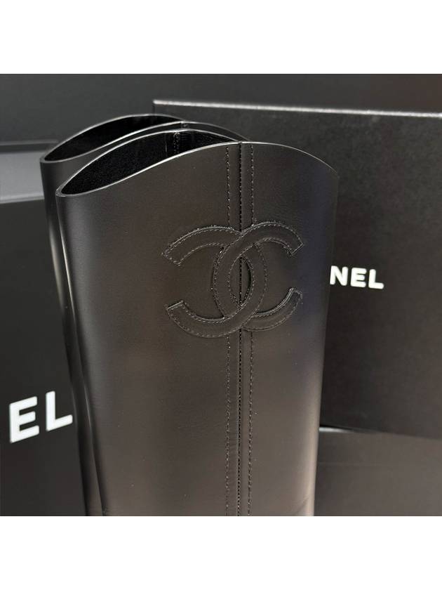 Logo Calfskin Long Boots Black - CHANEL - BALAAN 3