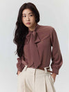 pussybow blouse brown - CLAIR DE SAGE - BALAAN 1