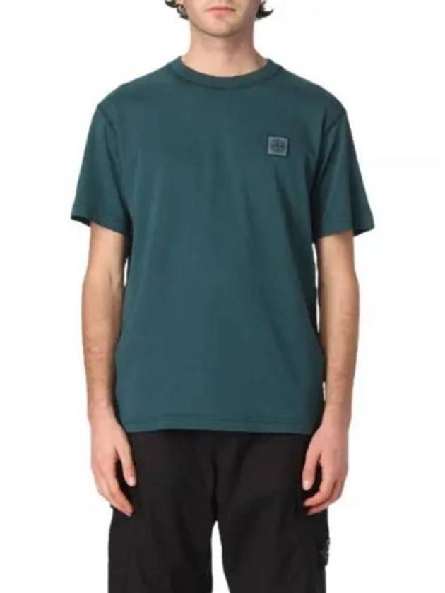 Pisato Effect Logo Patch Short Sleeve T-Shirt Bottle Green - STONE ISLAND - BALAAN 2