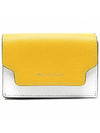 Saffiano Color Block Tri-Fold Half Wallet Yellow - MARNI - BALAAN 2