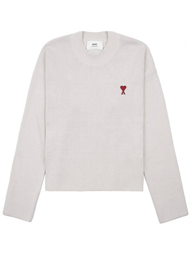 Red ADC Chain Stitch Heart Logo Knit Top Ivory - AMI - BALAAN 2