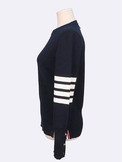 FKA239A Navy color wool 100 Milanese stitch women s knit - THOM BROWNE - BALAAN 2