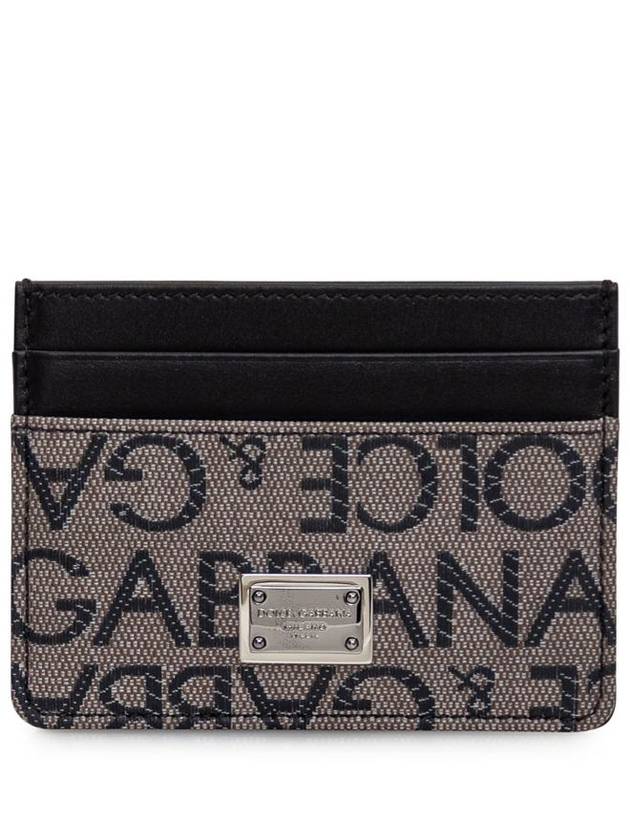 Logo Jacquard Leather Card Wallet Black - DOLCE&GABBANA - BALAAN 2