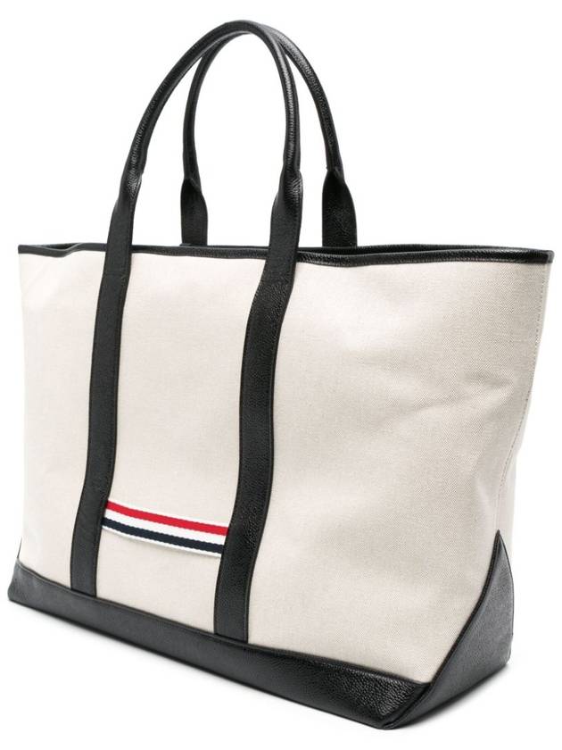 RWB Striped Medium Tote Bag Natural - THOM BROWNE - BALAAN 4