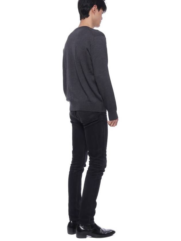 Fox Head Patch Regular Round Neck Pullover Knit Top Anthracite Melange - MAISON KITSUNE - BALAAN 7