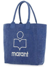 Yenky Embroidered Logo Shopper Tote Bag Blue - ISABEL MARANT - BALAAN 4