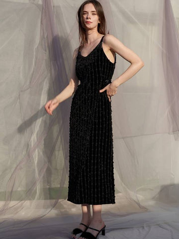 Hollywood Ornament Velvet Long Dress Black - SORRY TOO MUCH LOVE - BALAAN 1