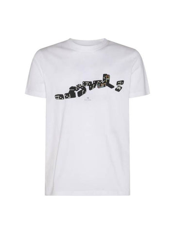 Domino Print Cotton Short Sleeve T-Shirt White - PAUL SMITH - BALAAN 1