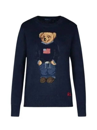 Bear Crew Neck Knit Top Navy - POLO RALPH LAUREN - BALAAN 2