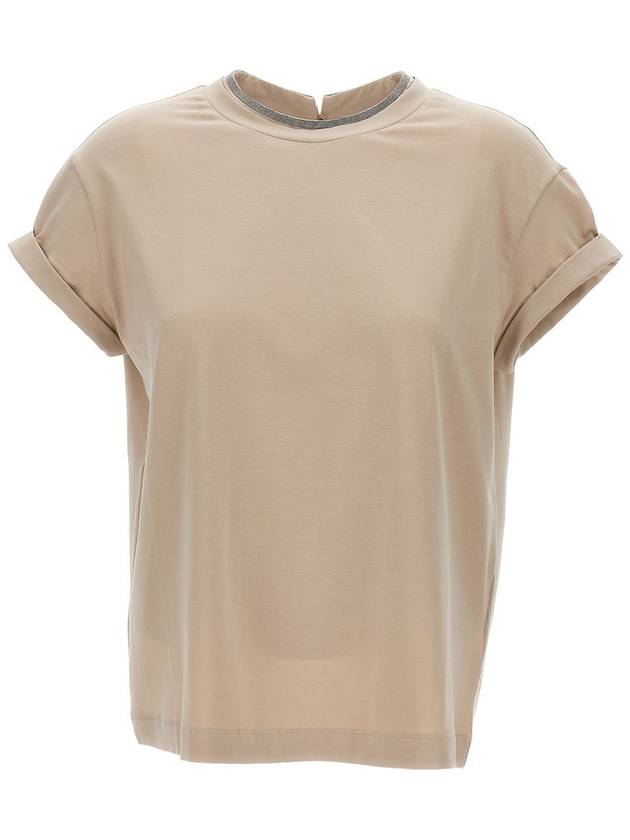 Monil Crew Neck Short Sleeve T-Shirt Beige - BRUNELLO CUCINELLI - BALAAN 2