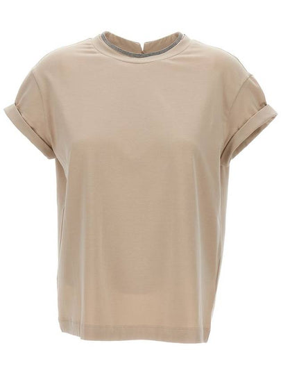 Monil Crew Neck Short Sleeve T-Shirt Beige - BRUNELLO CUCINELLI - BALAAN 2