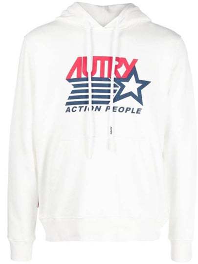 Iconic Logo Print Hoodie White - AUTRY - BALAAN 2