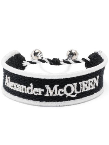 Embroidered Logo Bracelet Black - ALEXANDER MCQUEEN - BALAAN 1