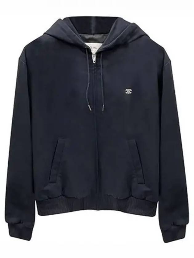 Triomphe cotton twill hooded zip up blouson navy men s jacket 271736 - CELINE - BALAAN 1