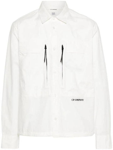 Cotton Popeline Over Long Sleeve Shirt White - CP COMPANY - BALAAN 1