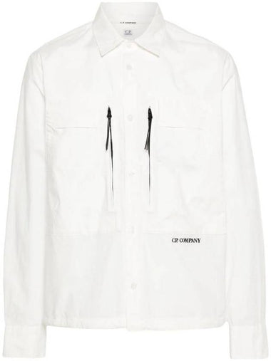 Cotton Popeline Over Long Sleeve Shirt White - CP COMPANY - BALAAN 1