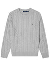 Embroidery Logo Cable Knit Top Grey - POLO RALPH LAUREN - BALAAN 2