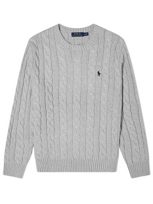 Embroidery Logo Cable Knit Top Grey - POLO RALPH LAUREN - BALAAN 2