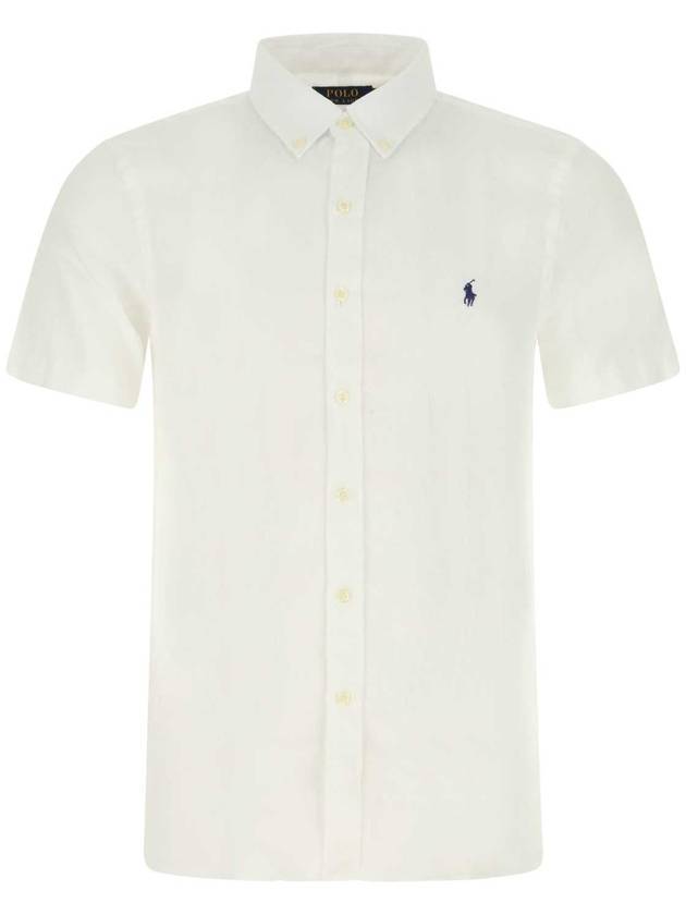 Men's Pony Embroidery Short Sleeve Shirt White - POLO RALPH LAUREN - BALAAN.