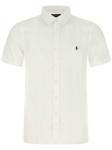 Men's Pony Embroidery Short Sleeve Shirt White - POLO RALPH LAUREN - BALAAN.