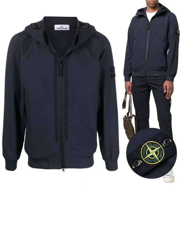 Wappen Patch Soft Shell Hooded Jacket Navy - STONE ISLAND - BALAAN 2