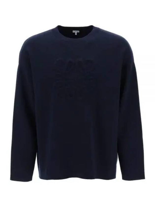 Debossed Anagram Wool Knit Top Navy - LOEWE - BALAAN 2