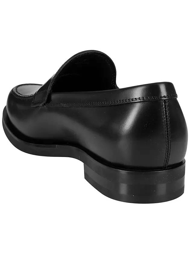 Men's Stamped Monogram Semi Glossy Leather Loafers Black - TOD'S - BALAAN 4