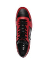 Men's Downtown Triangle Logo Leather Low Top Sneakers Red - PRADA - BALAAN 2