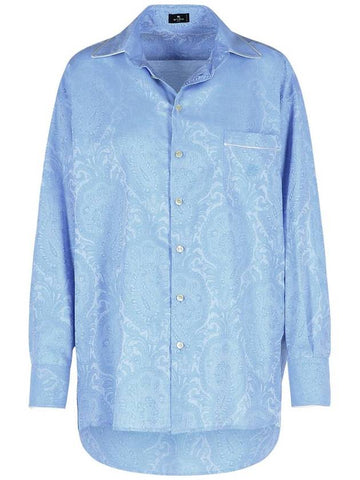 Etro Light Blue Cotton Shirt - ETRO - BALAAN 1