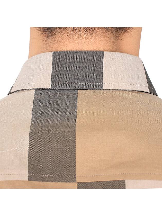 Men's Check Motif Cotton Short Sleeve Shirt Beige - BURBERRY - BALAAN 9