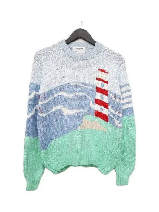 Crepe Sea Scenic Crewneck Cotton Knit Top - THOM BROWNE - BALAAN 2