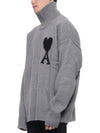 Big Heart Logo Wool Knit Turtleneck Grey - AMI - BALAAN 7