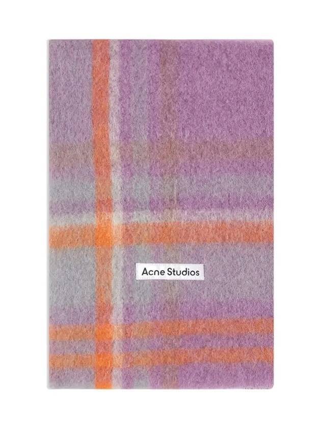 Studios Check Logo Wool Muffler Purple - ACNE STUDIOS - BALAAN.