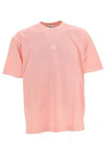 Fissato Effect Compass Embroidery Logo Short Sleeve T-shirt Pink - STONE ISLAND - BALAAN 1