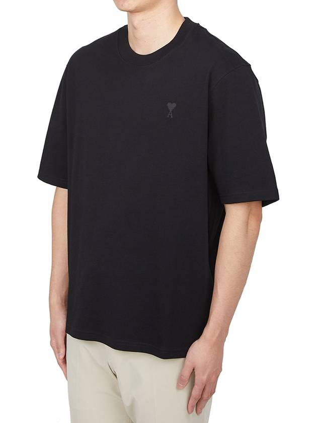 Logo Cotton Short Sleeve T-Shirt Black - AMI - BALAAN 3