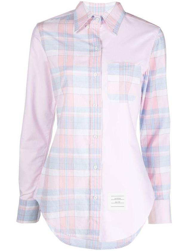 Funmix Check Classic Long Sleeve Shirt Light Pink - THOM BROWNE - BALAAN 2