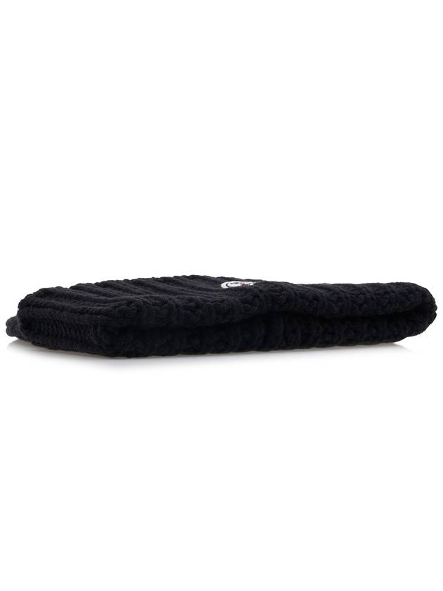 Logo Patch Cashmere Blend Beanie Black - MONCLER - BALAAN 6