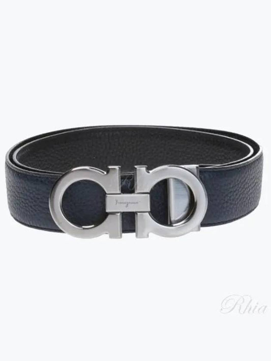 Reversible Gancini Leather Belt Black - SALVATORE FERRAGAMO - BALAAN 2