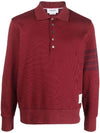 Bar Stripe Knit Polo Shirt Red - THOM BROWNE - BALAAN 2