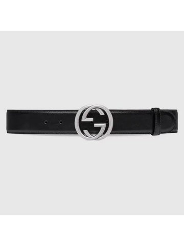 Interlocking G Buckle Leather Belt Black - GUCCI - BALAAN 1