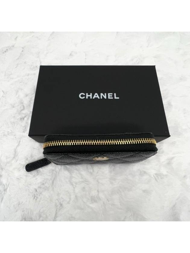 Classic Zipped Coin Purse Grained Calfskin & Gold Black - CHANEL - BALAAN 6