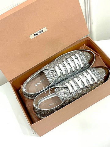 Metal toe glitter sneakers 5E8998 38size - MIU MIU - BALAAN 1