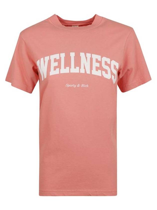 Logo Print Short Sleeve T-Shirt Salmon White Pink - SPORTY & RICH - BALAAN 7