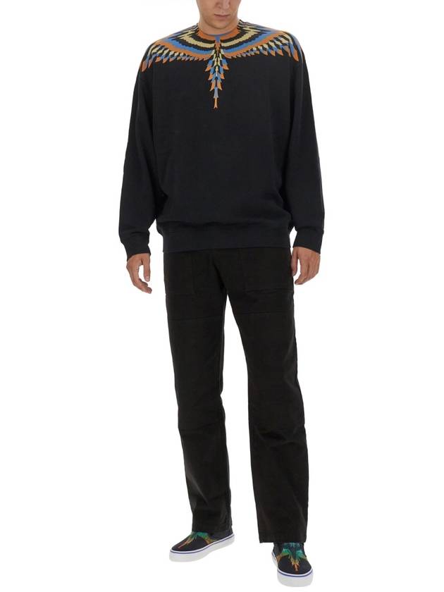 23 fw Organic Cotton Sweatshirt WITH Optical Wing Print CMBA097F23FLE0011033 B0650756157 - MARCELO BURLON - BALAAN 3