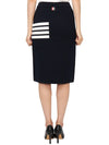 Women's Fine Merino Wool 4 Bar Stitch Pencil Skirt Navy - THOM BROWNE - BALAAN 4