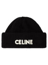 Logo Wool Beanie Black - CELINE - BALAAN 1